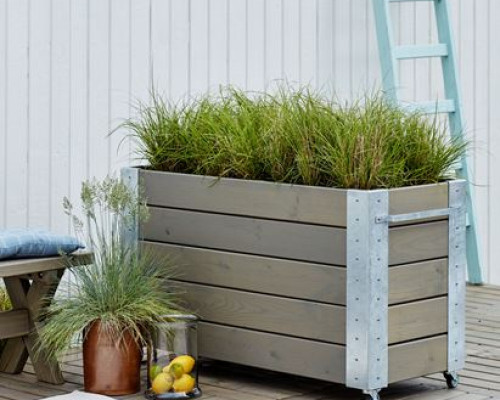 Houten Plantenbak Op Wielen Cubic