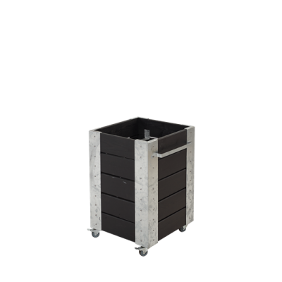 Trendyard Hoge Vierkante Plantenbak Zwart Cubic Op Wielen trendyard kopen in de aanbieding