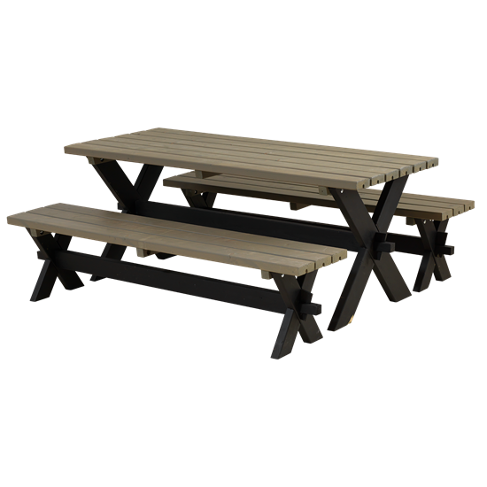 Picknicktafel Kruispoot Nostalgi Zwart Grijsbruin 185900-19