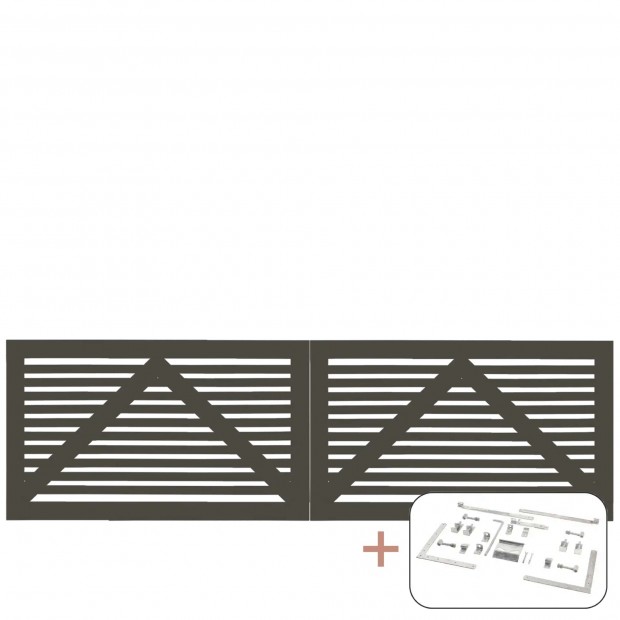Ombergrijs Houten Dubbele Tuinpoort Tokyo 300 x 90 CM 174050-22