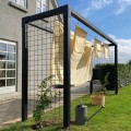 Moderne Pergola Hout Met Waslijnen en Gaaspanelen 179075-15