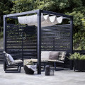 Zwart Houten Vierkante Pergola 198 x 198 CM Met Tokyo Tuinschermen 179084-15