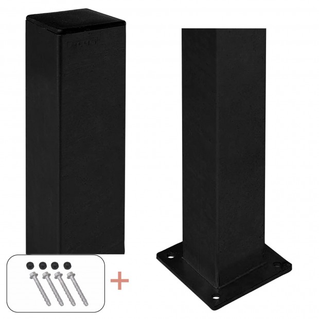 Zwart Stalen Paal Met Voetplaat 8 x 8 x 128 CM 20394-15 