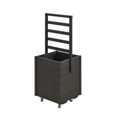 Trendyard Vierkante Plantenbak Hoog Met Klimrek Zwart Hout Op Wielen trendyard kopen in de aanbieding