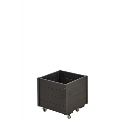 Trendyard Vierkante Plantenbak Zwart Hout Op Wielen trendyard kopen in de aanbieding