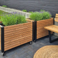 Hoge Rechthoekige Plantenbak ThermoWood® Cubic Op Wielen  18354-4