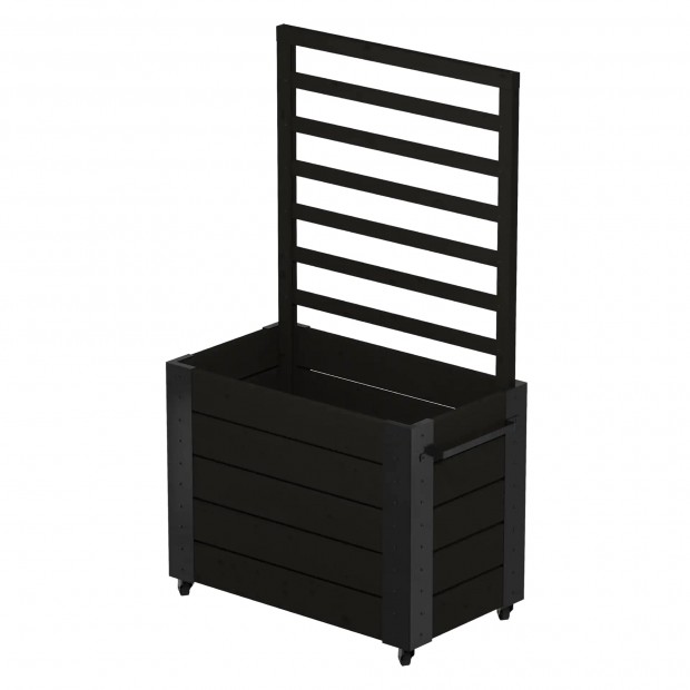 Zwarte Bloembak Met Klimrek Cubic Verrijdbaar 18349-15