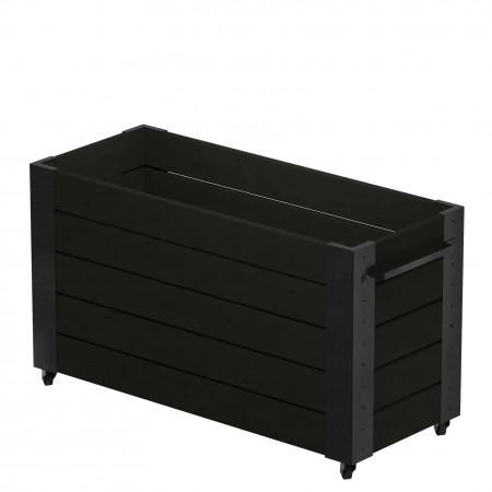 Zwarte Grote Hoge Plantenbak Cubic Op Wielen