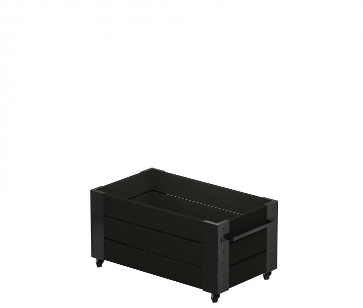 Zwarte Rechthoekige Plantenbak Op Wielen 18338-15