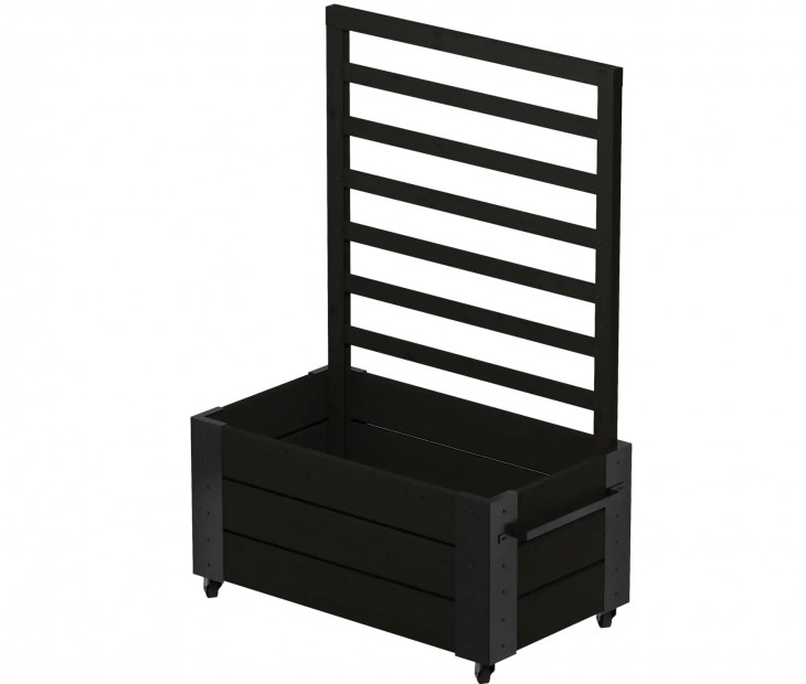Zwarte Verrijdbare Plantenbak Cubic Met Klimrek 130 CM  18339-15