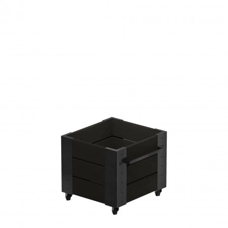 Zwarte Vierkante Plantenbak Cubic Op Wielen