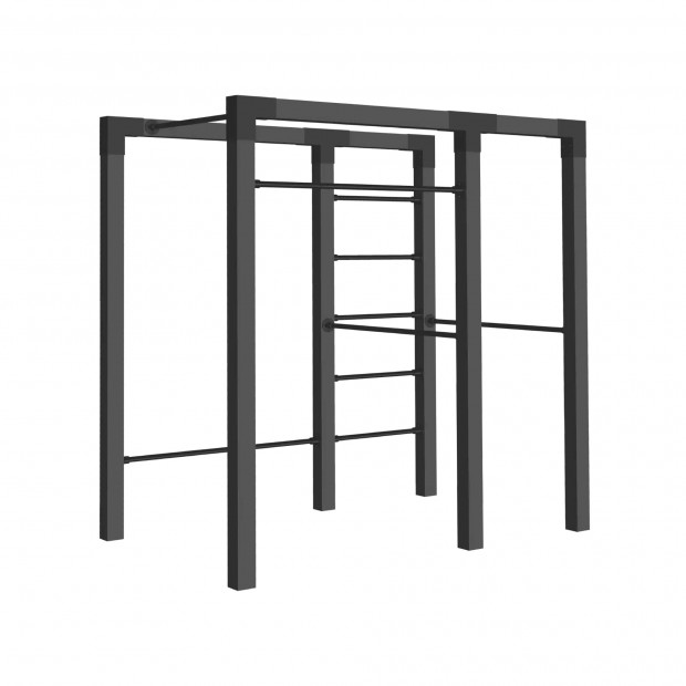 Outdoor Fitnesstoestel Zwart Hout - Zwart Cubic Beslag - Model 2 179077-15