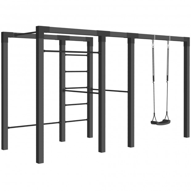 Outdoor Fitnesstoestel Zwart Hout - Zwart Cubic Beslag - Model 3 179078-15