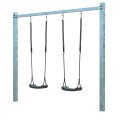Gegalvaniseerd Metalen Dubbele Schommel - Zwarte Schommelzitjes 185234-1