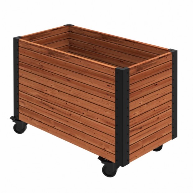 Hoge Rechthoekige Plantenbak ThermoWood® Cubic Op Wielen  18354-4