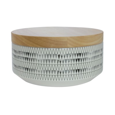 Trendyard Tak Design Voorraadpot Large Kuri Drizzle Wit Met Houten Deksel trendyard kopen in de aanbieding